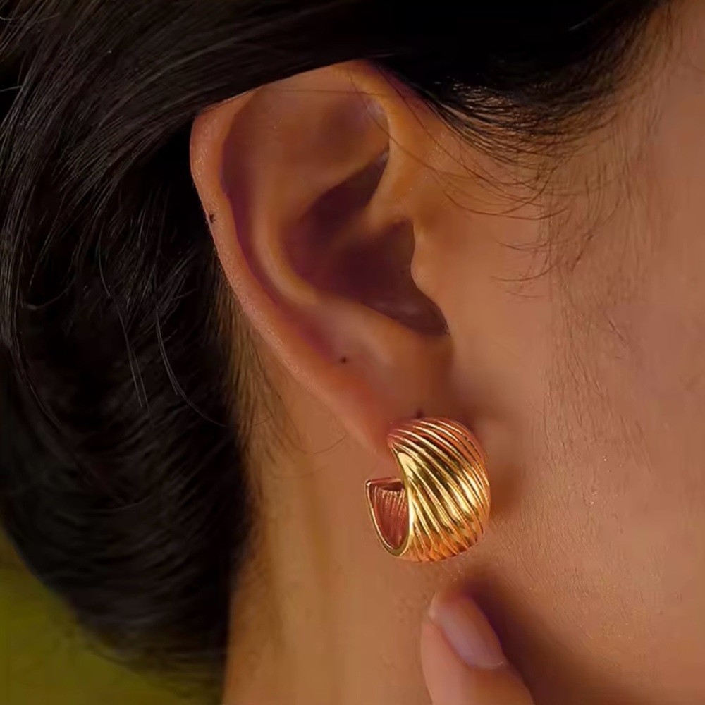 18K Gold Plated CC Shaped Chunky Earrings